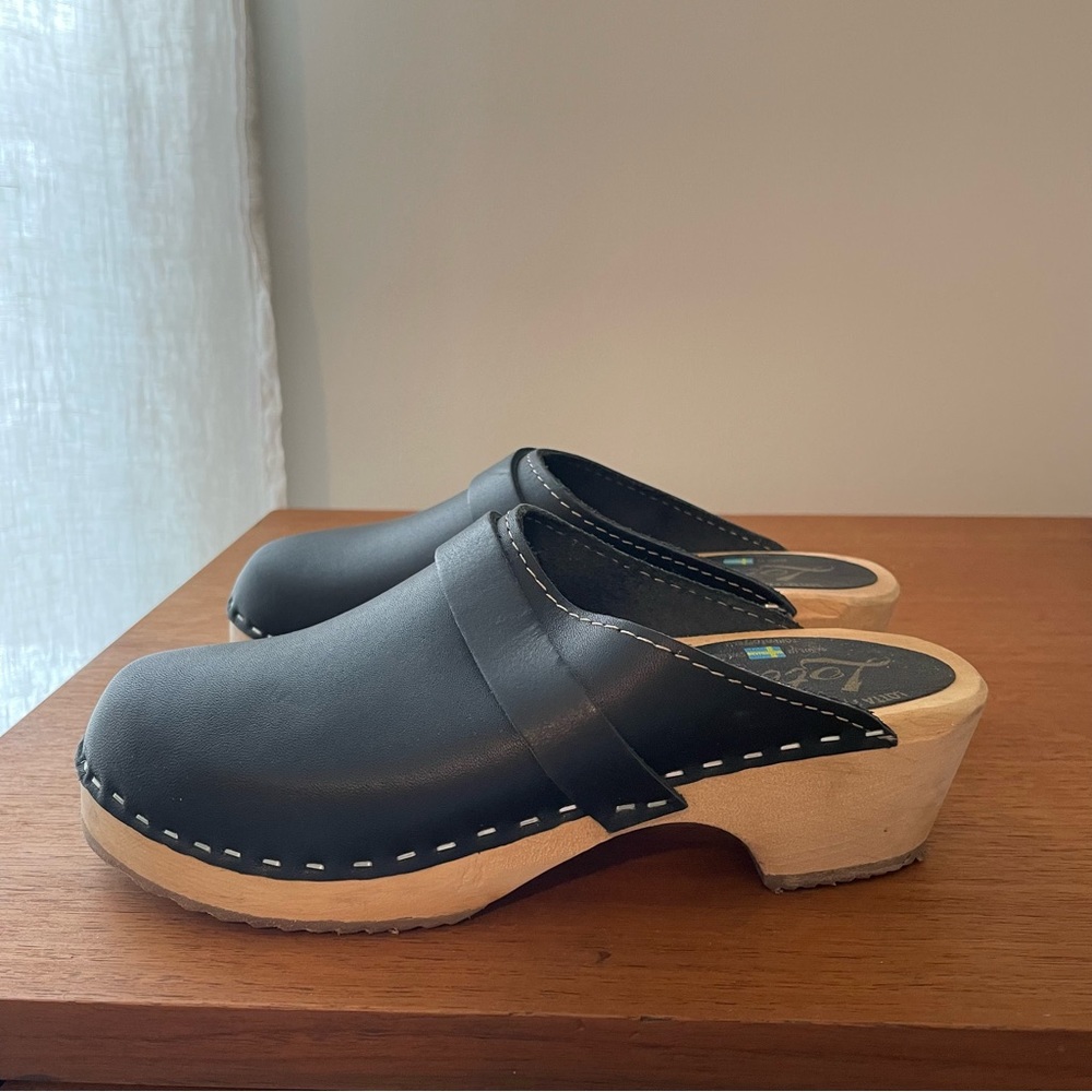 Lotta From Stockholm Black Leather Clogs